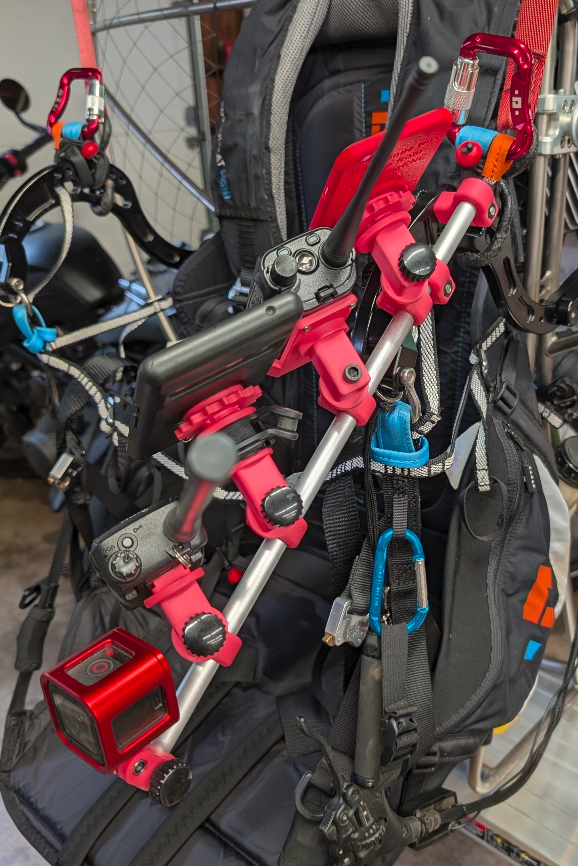 Paramotor Phone and Radio Rail Mount