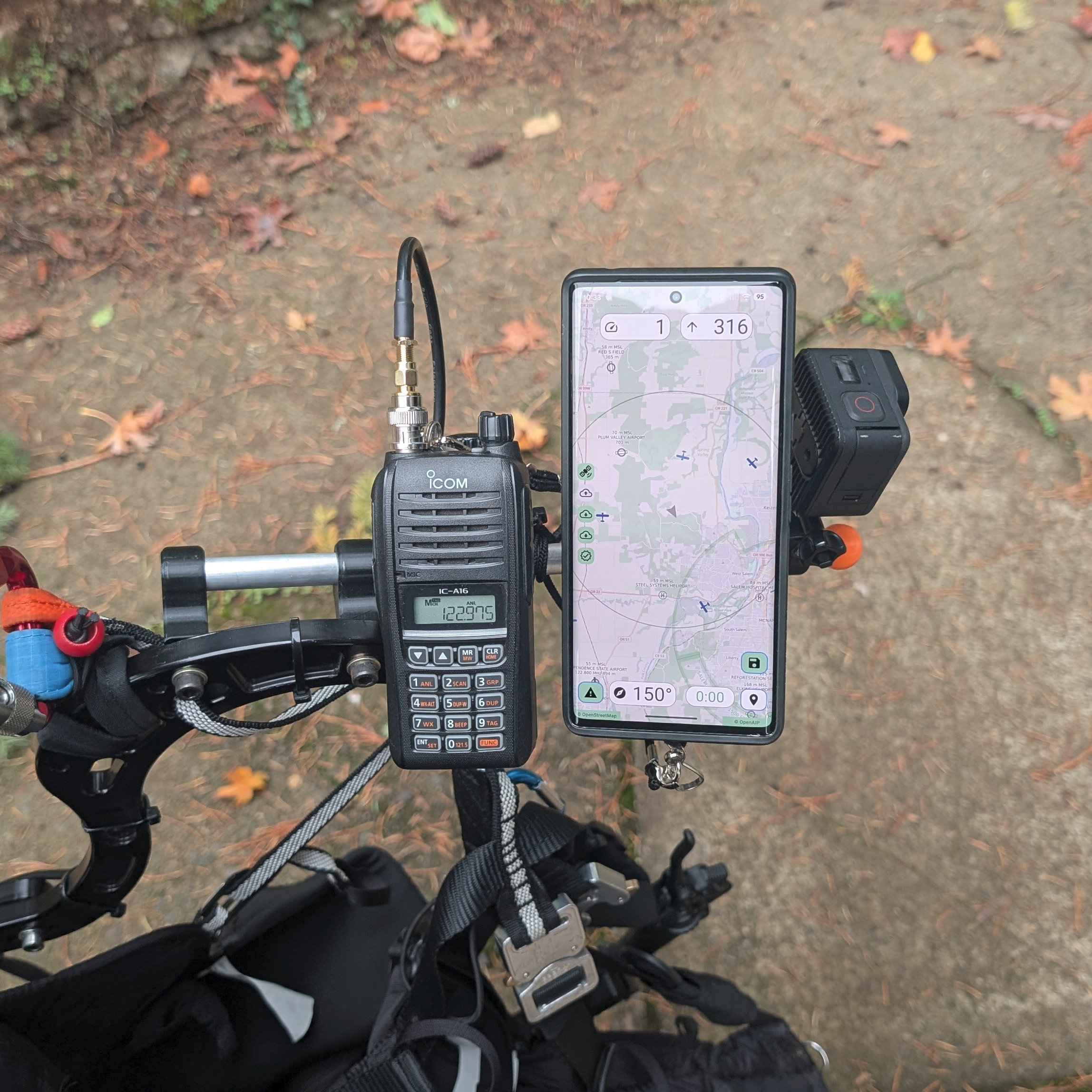 Paramotor Phone and Radio Rail Mount