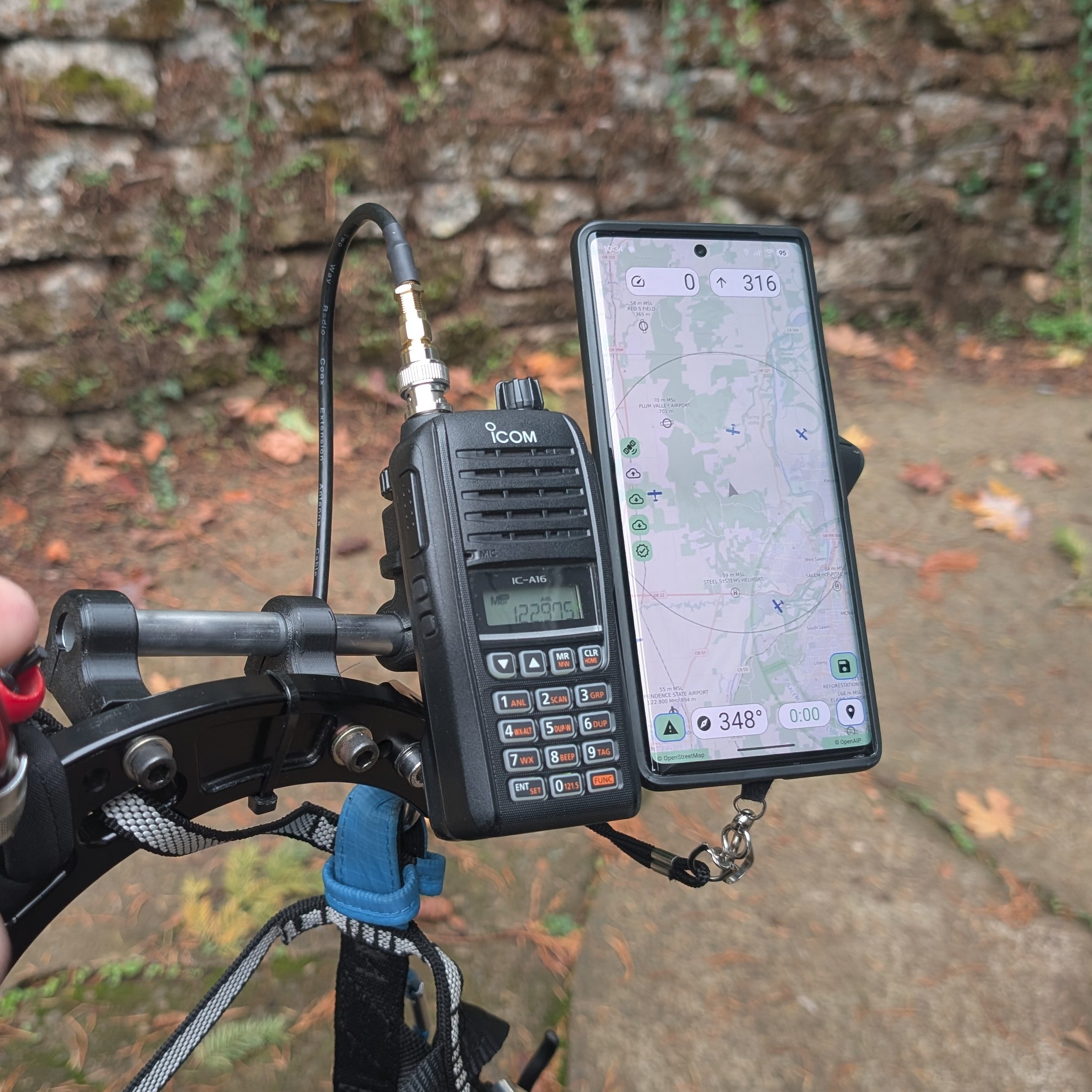 Paramotor Phone and Radio Rail Mount