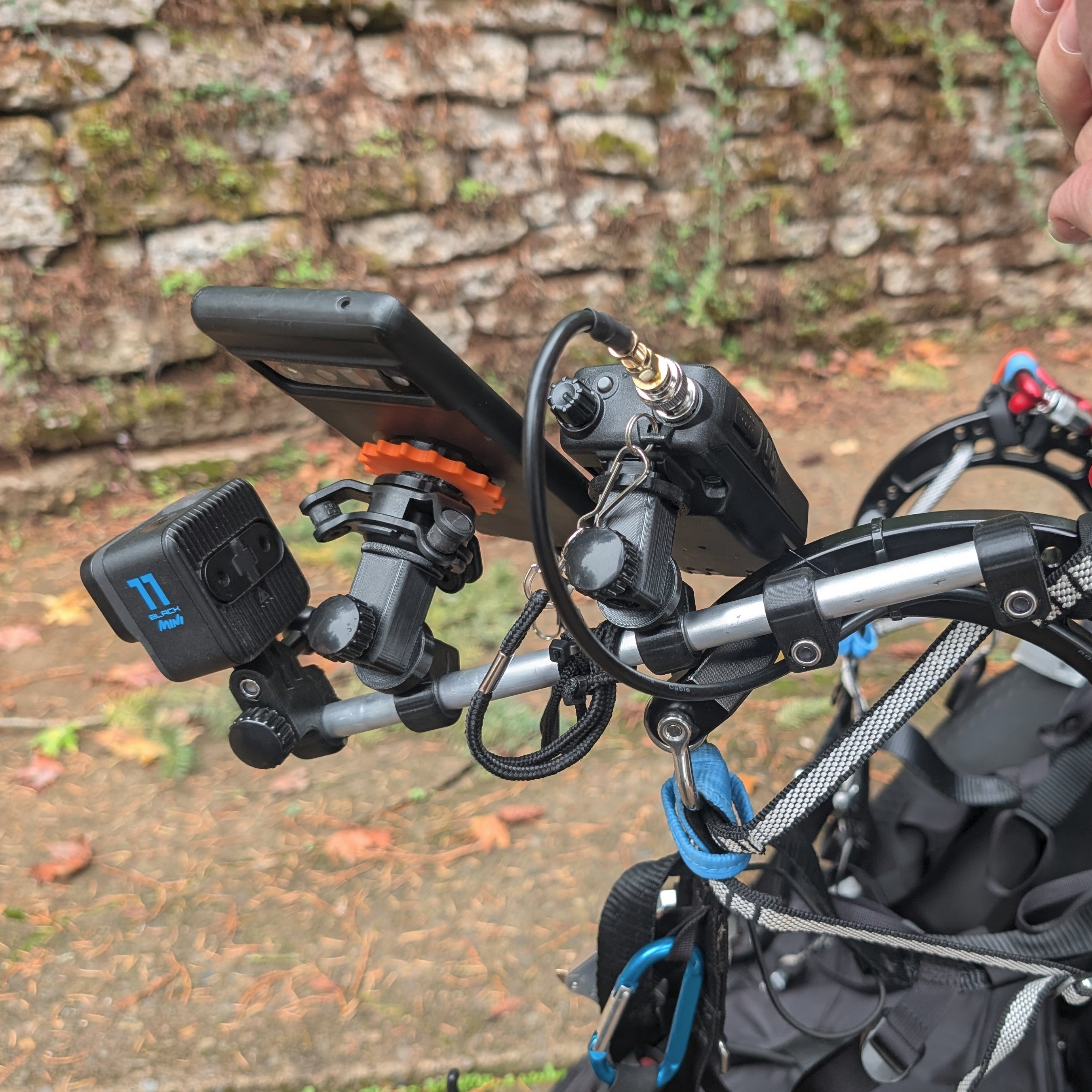 Paramotor Phone and Radio Rail Mount