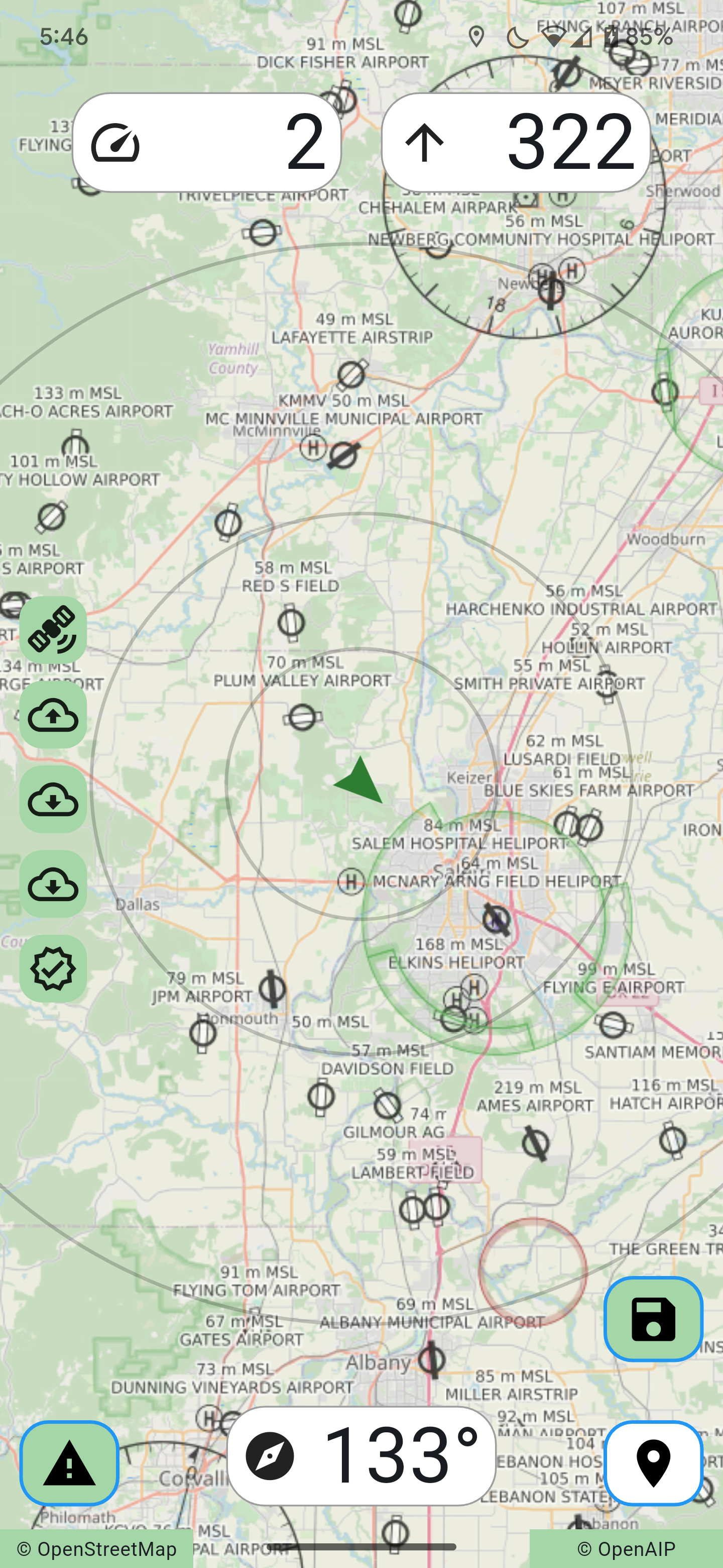SimpleFly flight navigation app screenshot