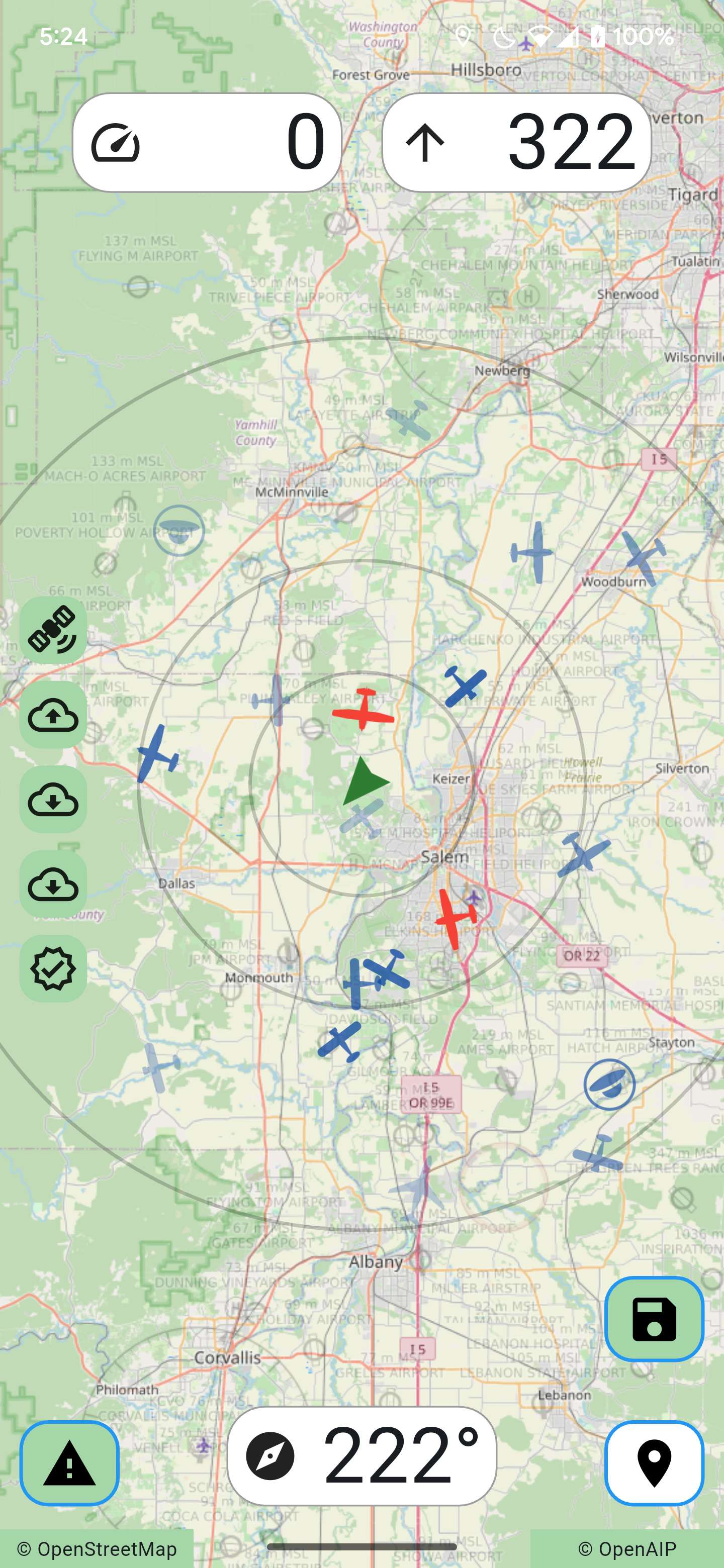 SimpleFly flight navigation app screenshot